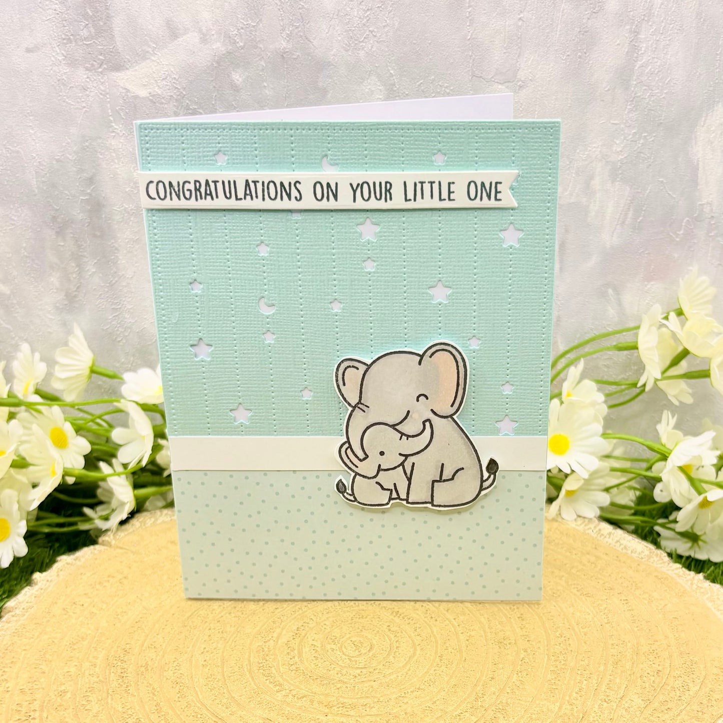 Baby Elephant Handmade New Baby Boy Card-1