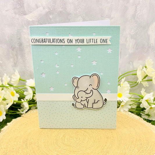 Baby Elephant Handmade New Baby Boy Card-1
