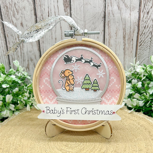 Baby Girl's 1st Christmas Embroidery Hoop Tree Decoration Gift