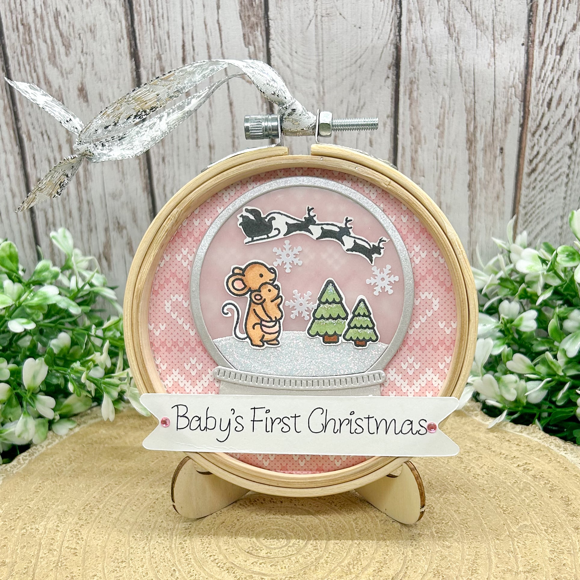 Baby Girl's 1st Christmas Embroidery Hoop Tree Decoration Gift