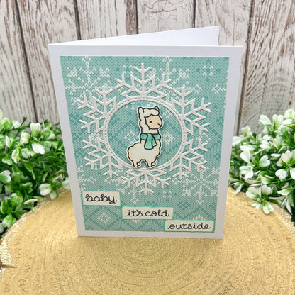 Baby, It's Cold Outside Alpaca My Scarf Handmade Christmas Card-2