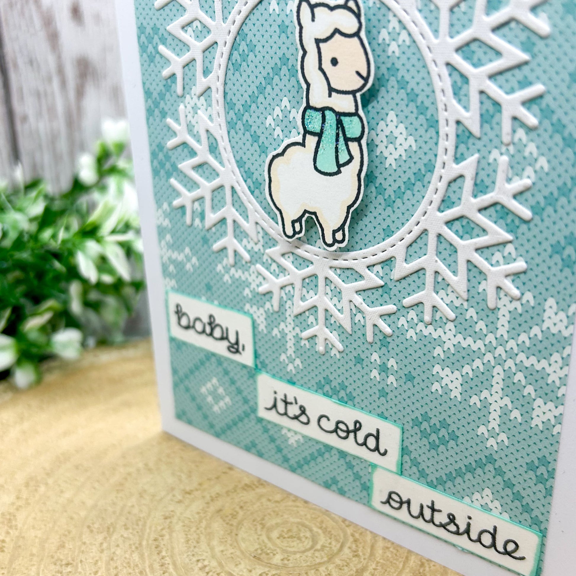Baby, It's Cold Outside Alpaca My Scarf Handmade Christmas Card-3
