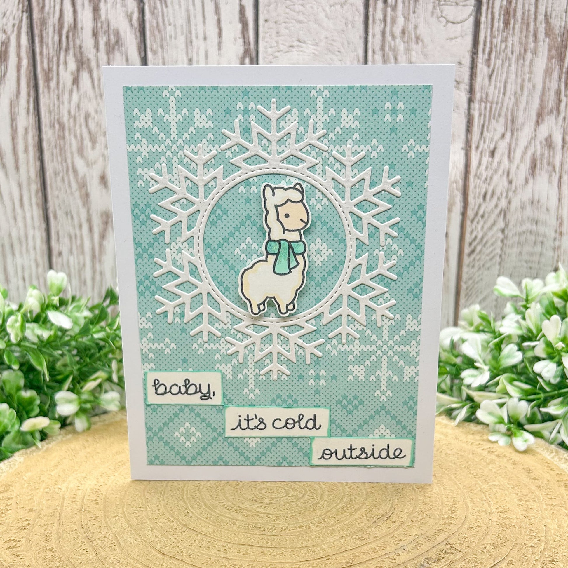 Baby, It's Cold Outside Alpaca My Scarf Handmade Christmas Card