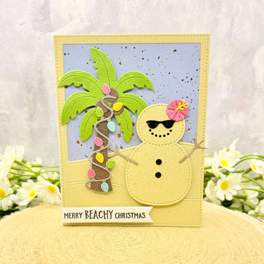 Beach Snowman Handmade Christmas Card
