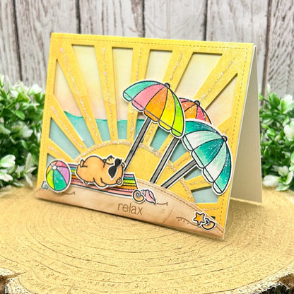 Bear Relaxing On Beach Summer Themed Handmade Card-1