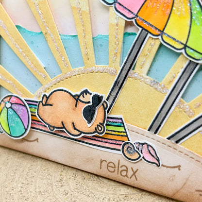 Bear Relaxing On Beach Summer Themed Handmade Card-2