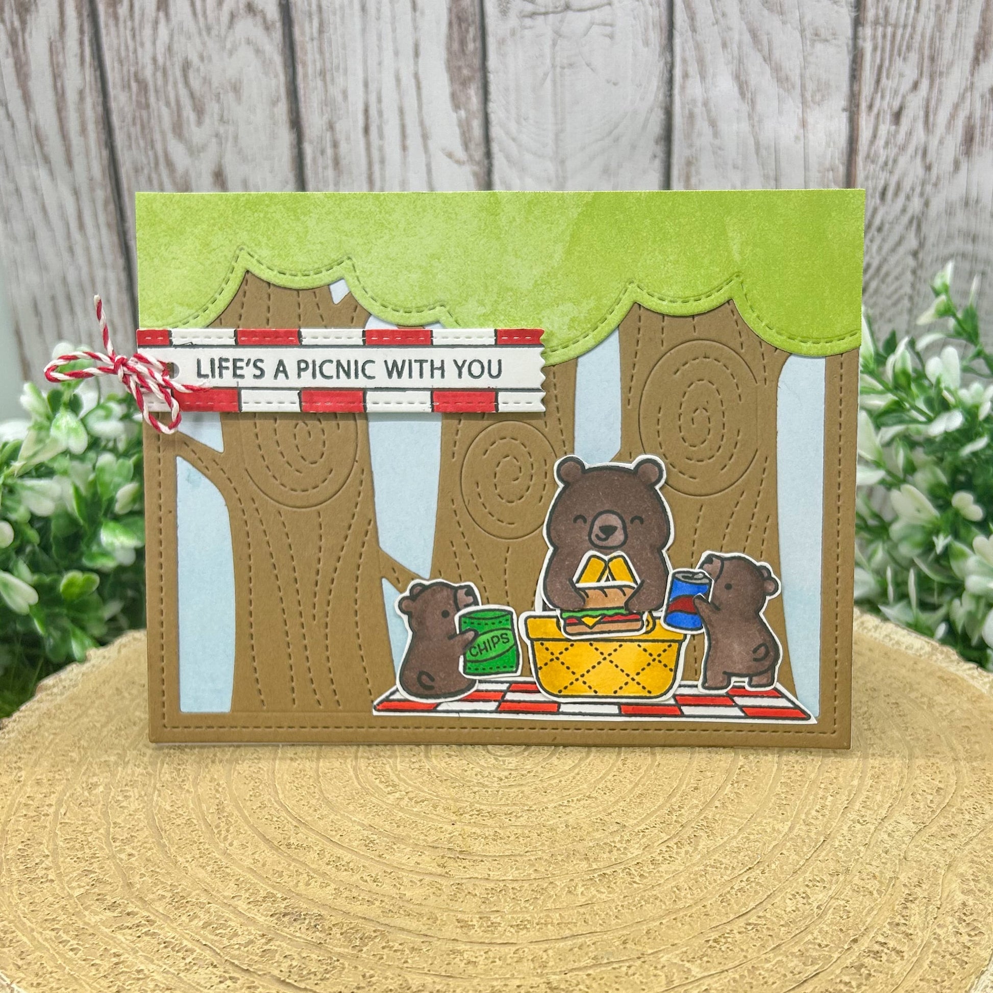 Bear Trio Life's A Picnic With You Handmade Card