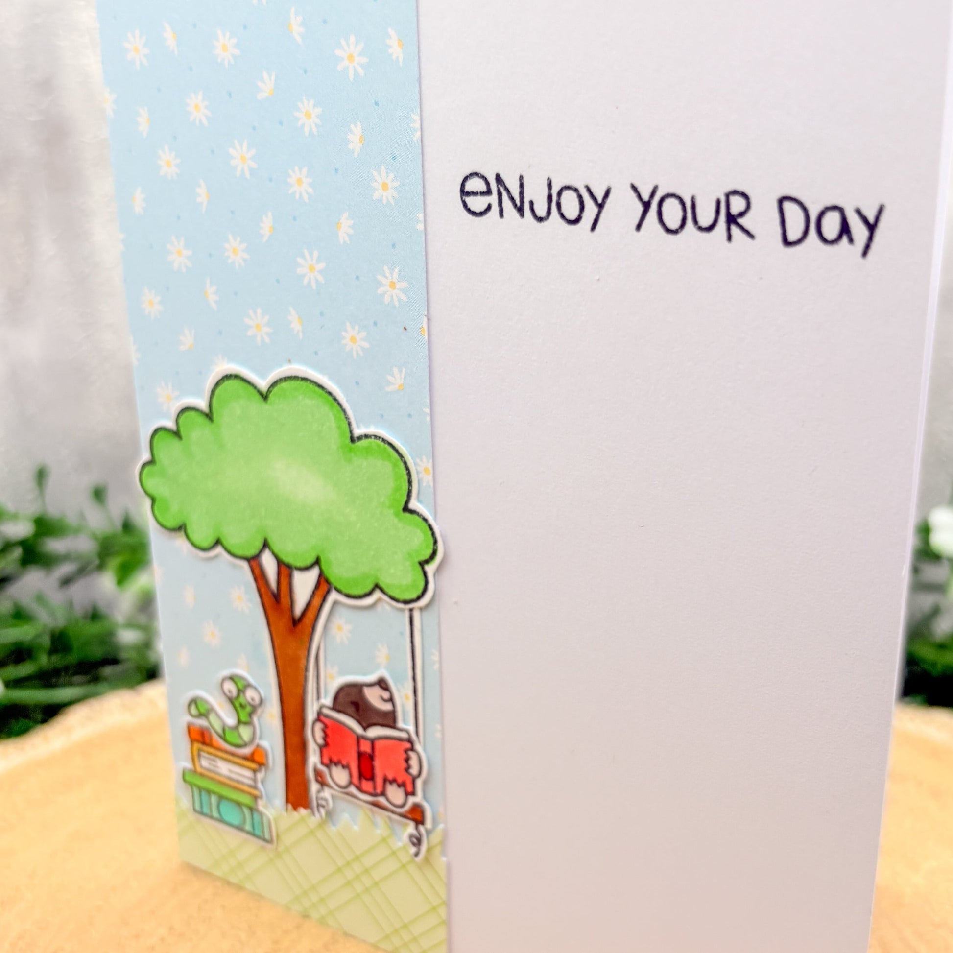 Bear Under Tree Enjoy Your Day Handmade Card-2