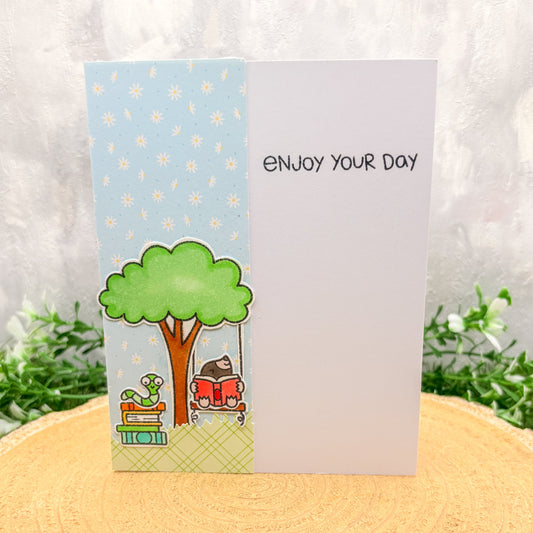 Bear Under Tree Enjoy Your Day Handmade Card