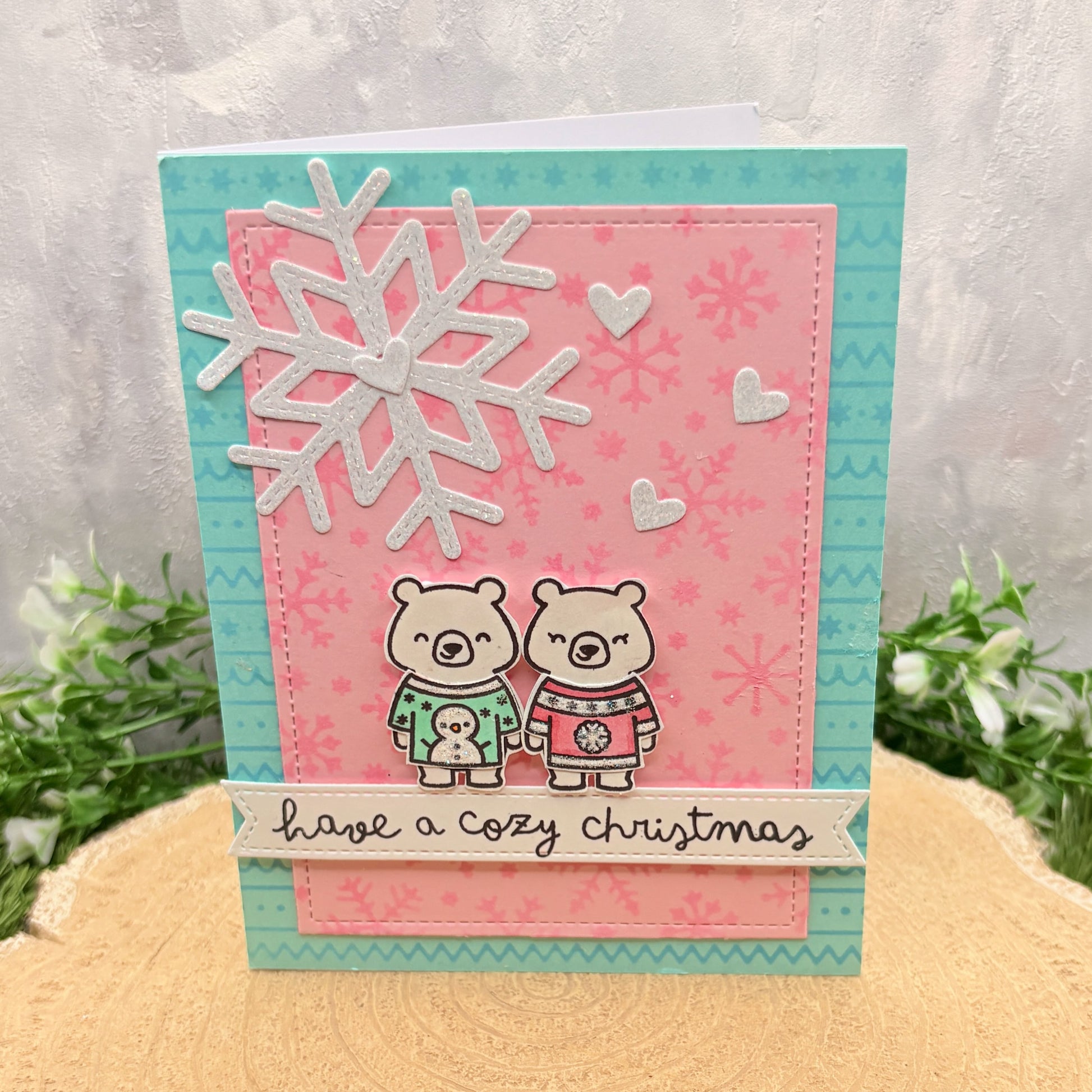 Bears In Jumpers Handmade Christmas Card-1