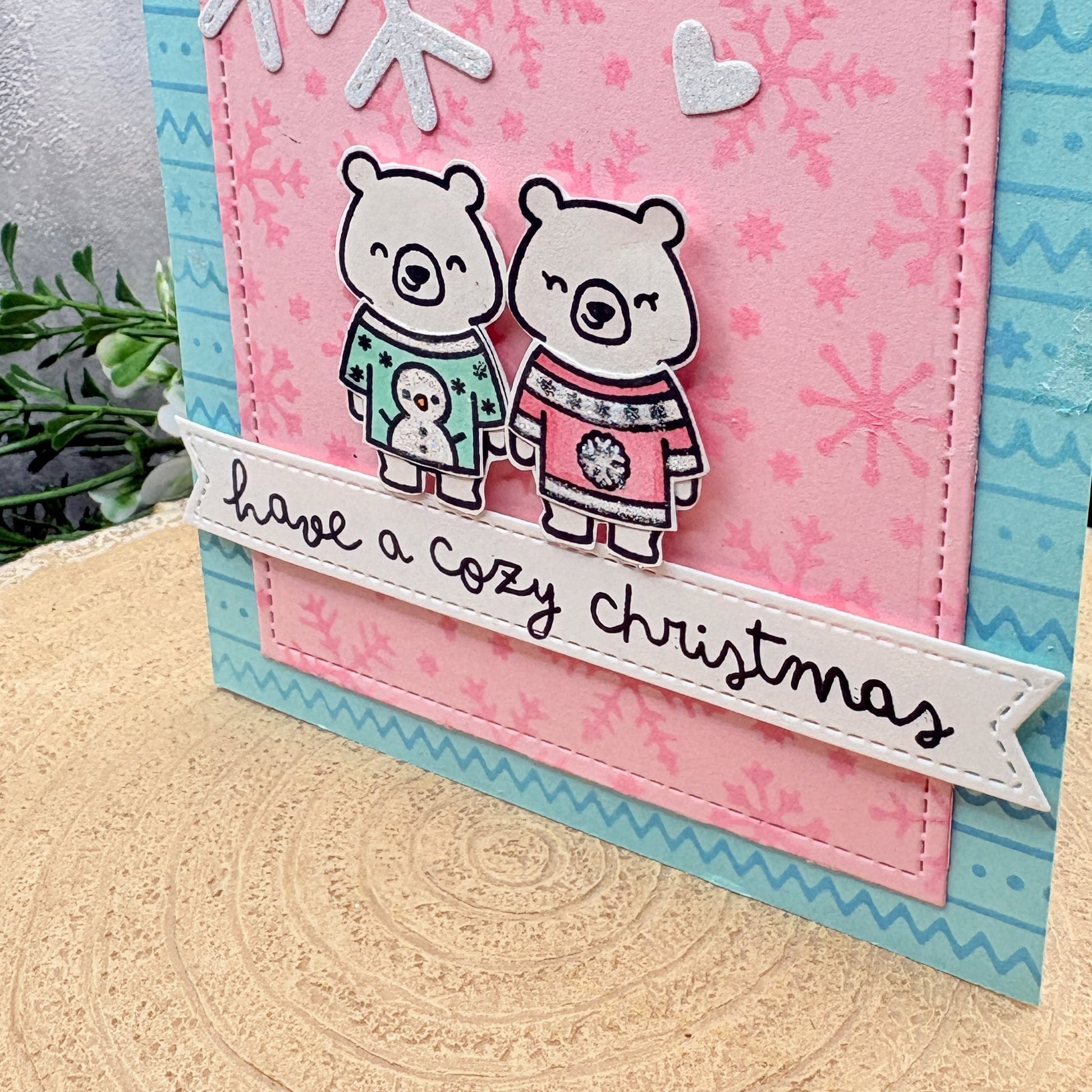 Bears In Jumpers Handmade Christmas Card-2