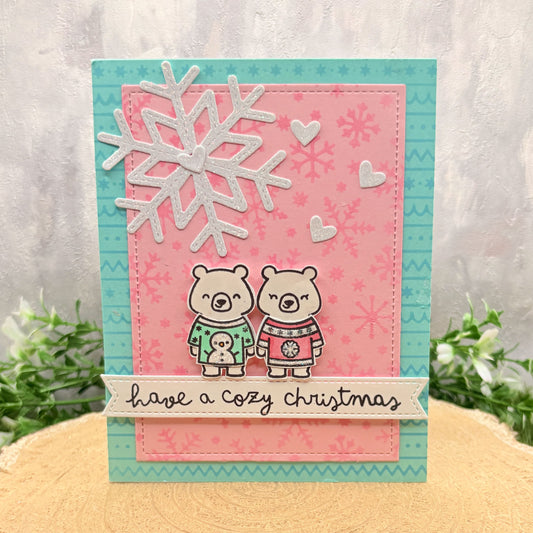 Bears In Jumpers Handmade Christmas Card