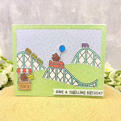 Bears on Rollercoaster Handmade Birthday Card