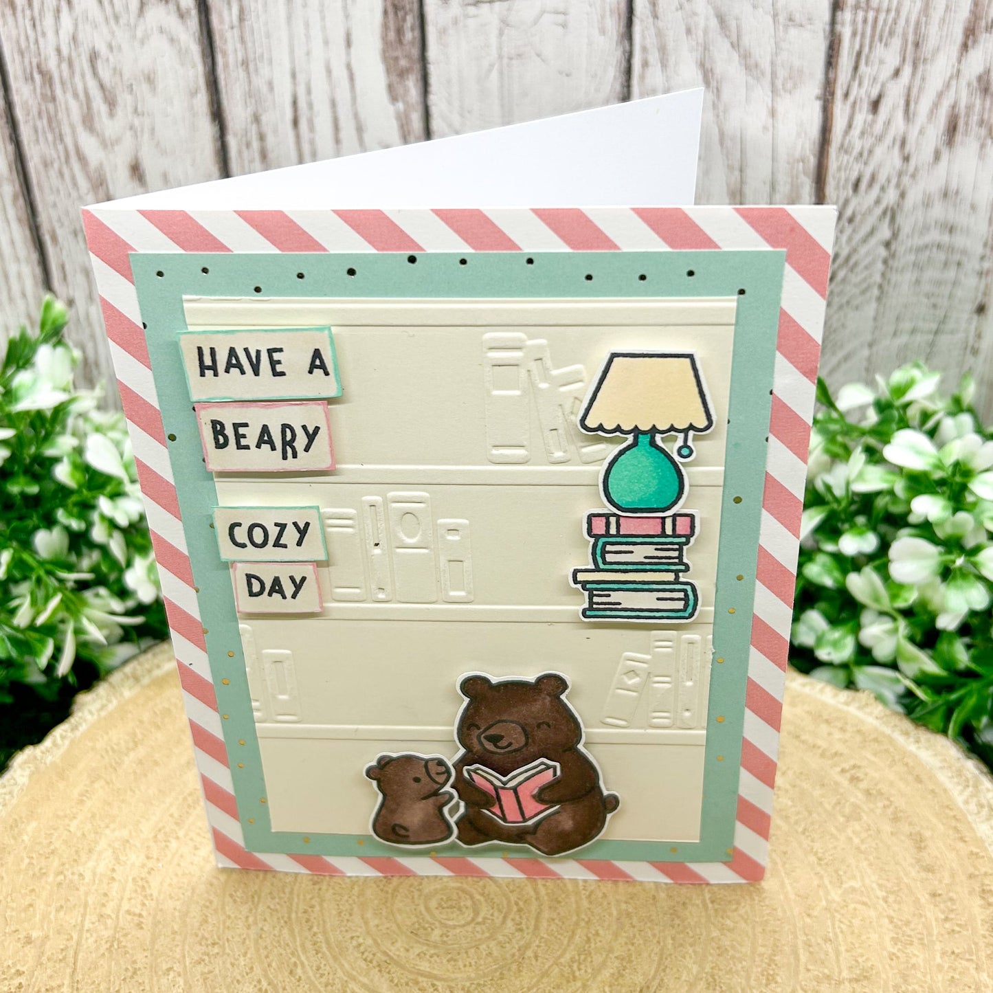 Beary Cosy Day Handmade Card & Bookmark Gift-1