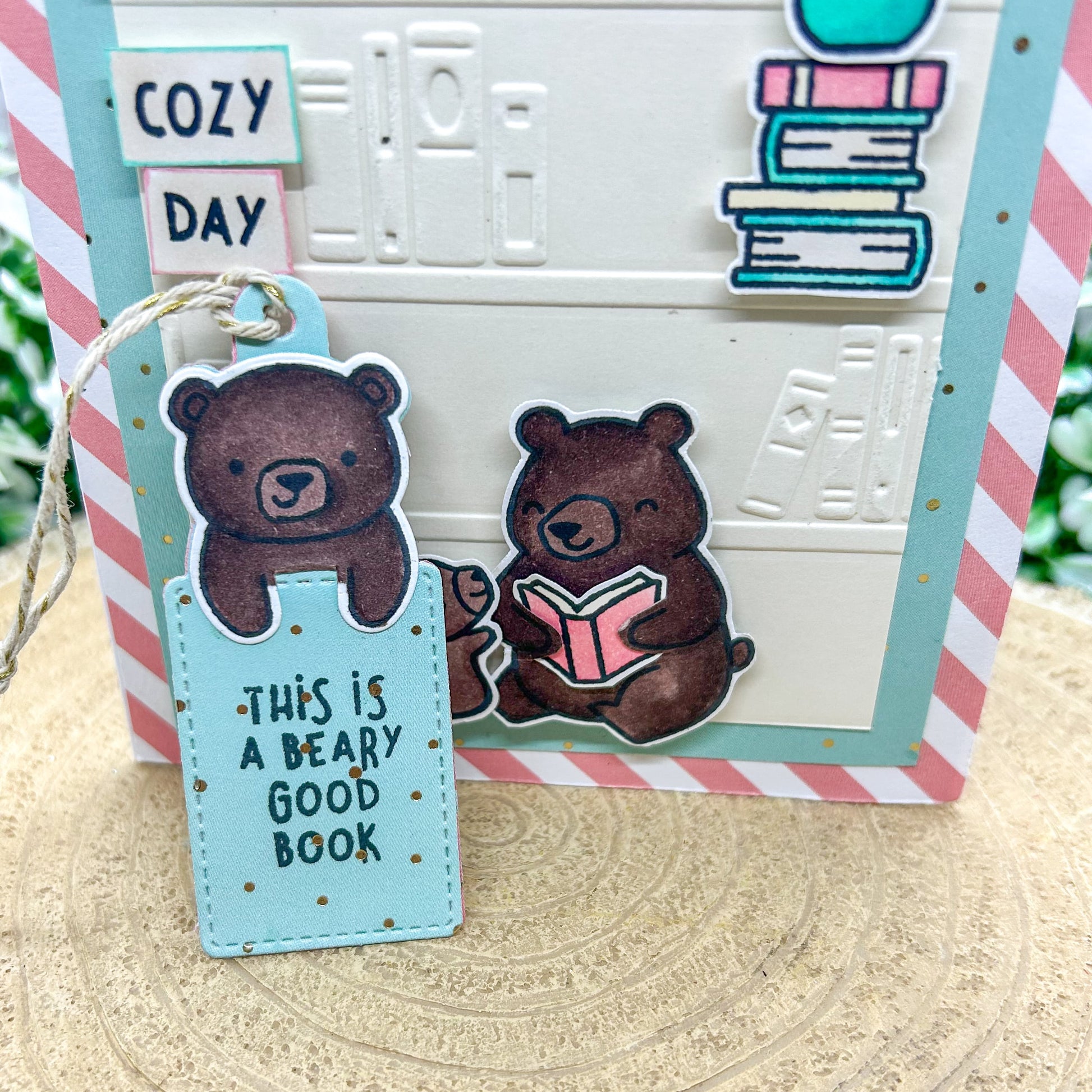 Beary Cosy Day Handmade Card & Bookmark Gift-2