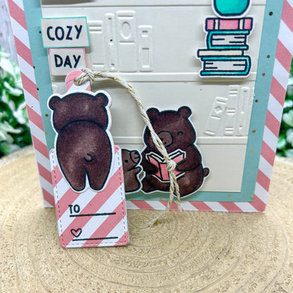 Beary Cosy Day Handmade Card & Bookmark Gift-3