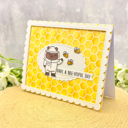 Bee Keeper Bear Handmade Birthday Card-1