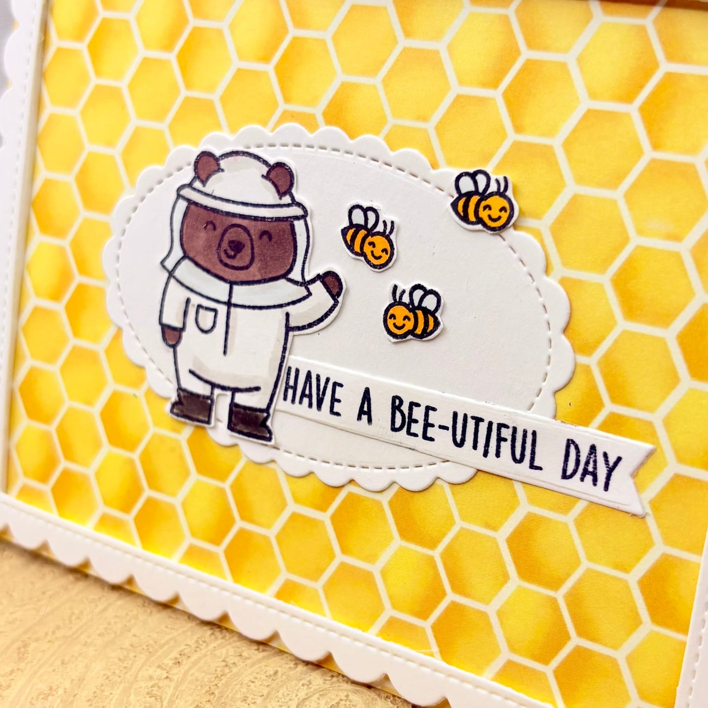 Bee Keeper Bear Handmade Birthday Card-2