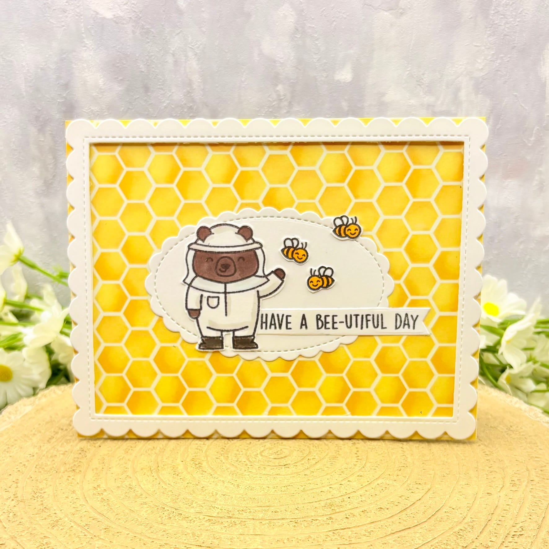 Bee Keeper Bear Handmade Birthday Card