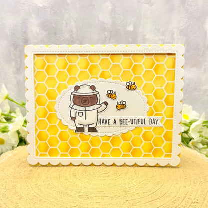 Bee Keeper Bear Handmade Birthday Card