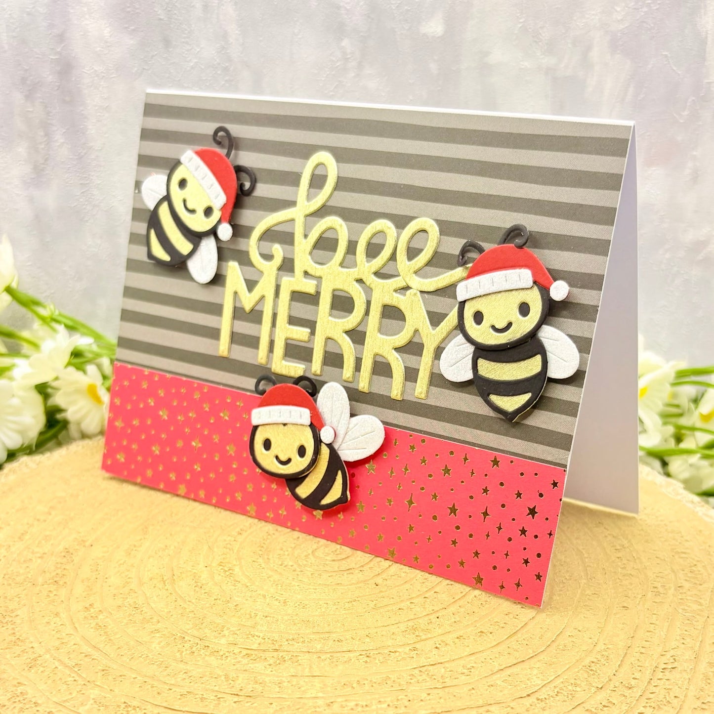 Bee Merry Handmade Christmas Card-1