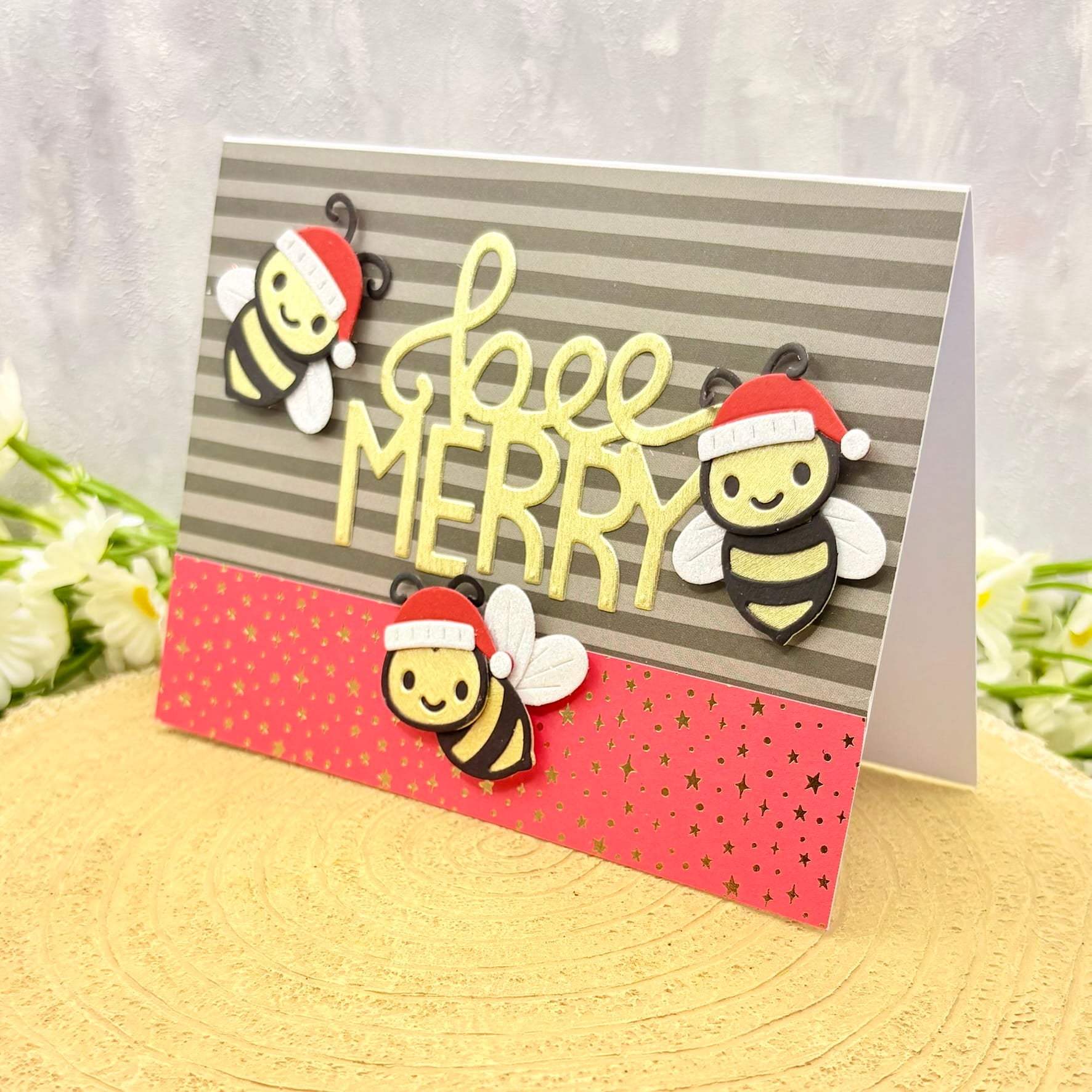 Bee Merry Handmade Christmas Card-1