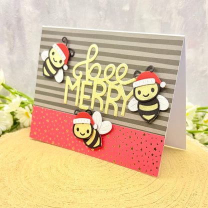 Bee Merry Handmade Christmas Card-1