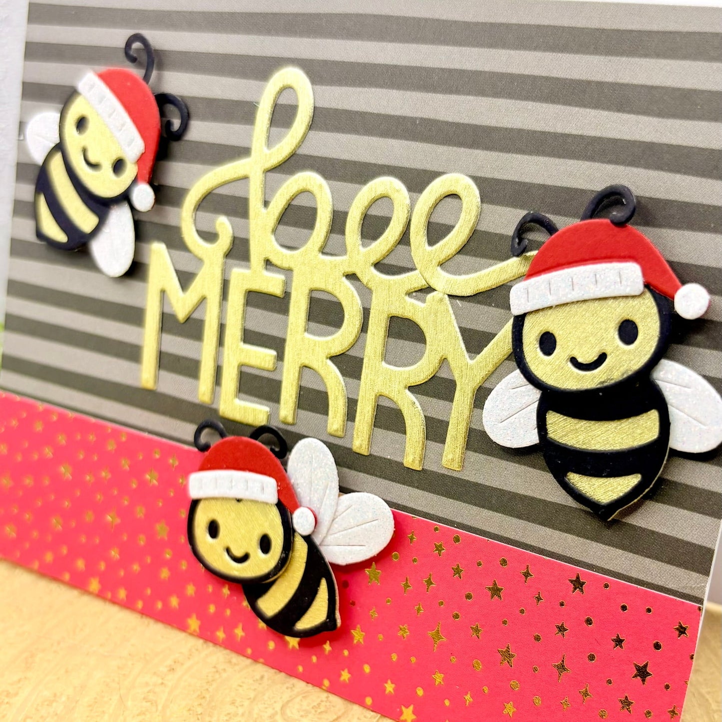 Bee Merry Handmade Christmas Card-2