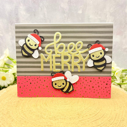 Bee Merry Handmade Christmas Card