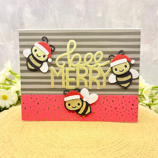 Bee Merry Handmade Christmas Card