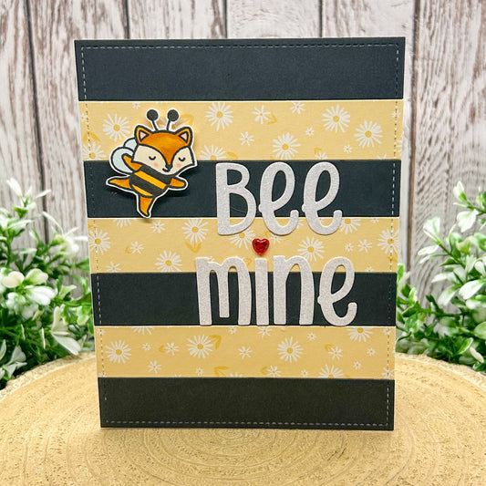 Bee Mine Fox Dressed as Bee Handmade Card