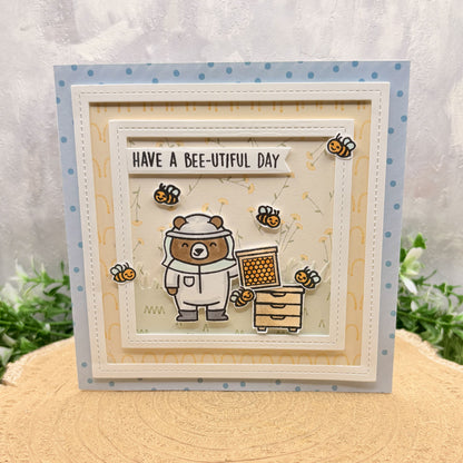Beekeeper Bear Handmade Birthday Card
