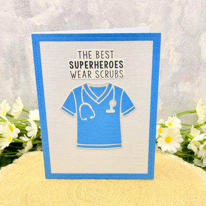 Best Superheroes Wear Scrubs Handmade Card-1