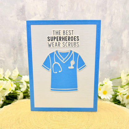 Best Superheroes Wear Scrubs Handmade Card