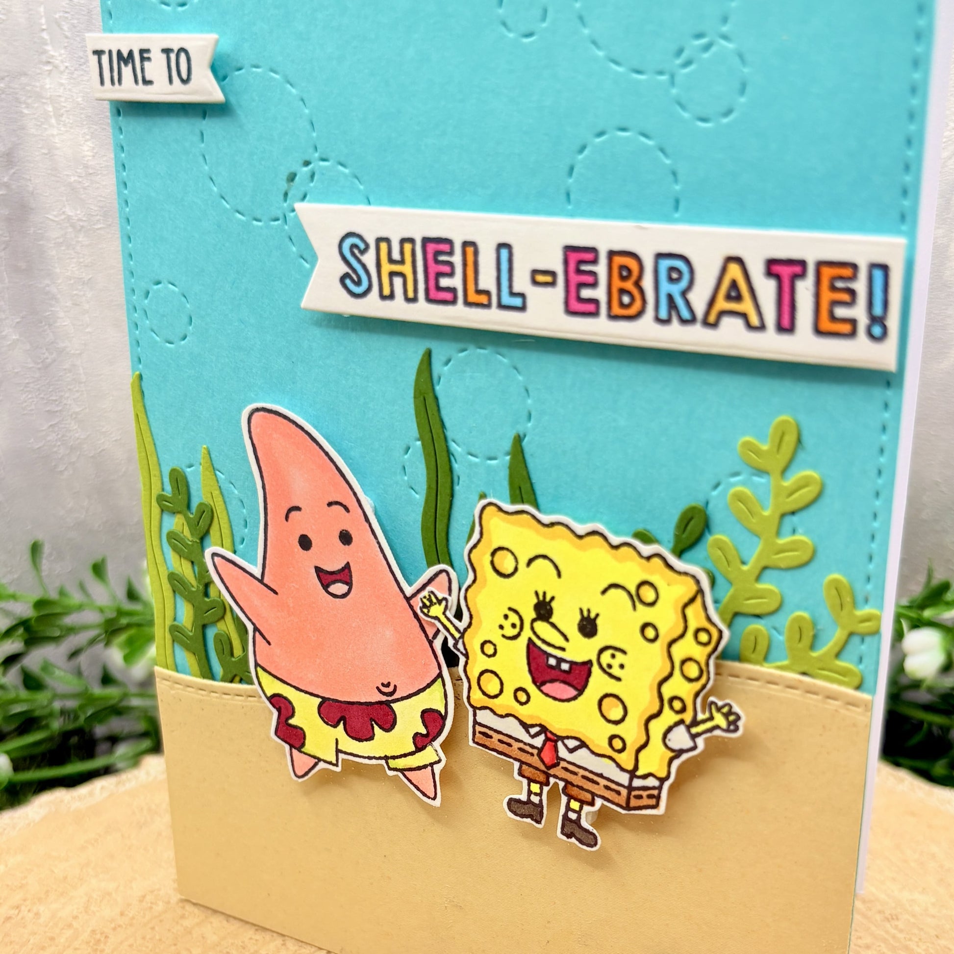 Bikini Bottom Friends Shell-ebrate Handmade Character Birthday Card-2