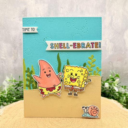 Bikini Bottom Friends Shell-ebrate Handmade Character Birthday Card