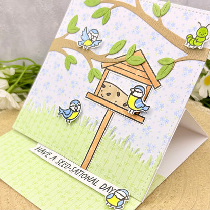 Birds & Birdhouse Handmade Standing Easel Birthday Card-2