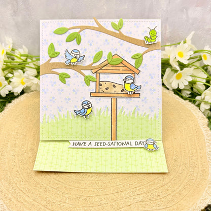 Birds & Birdhouse Handmade Standing Easel Birthday Card