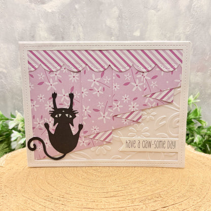 Black Cat Claw-some Day Handmade Birthday Card
