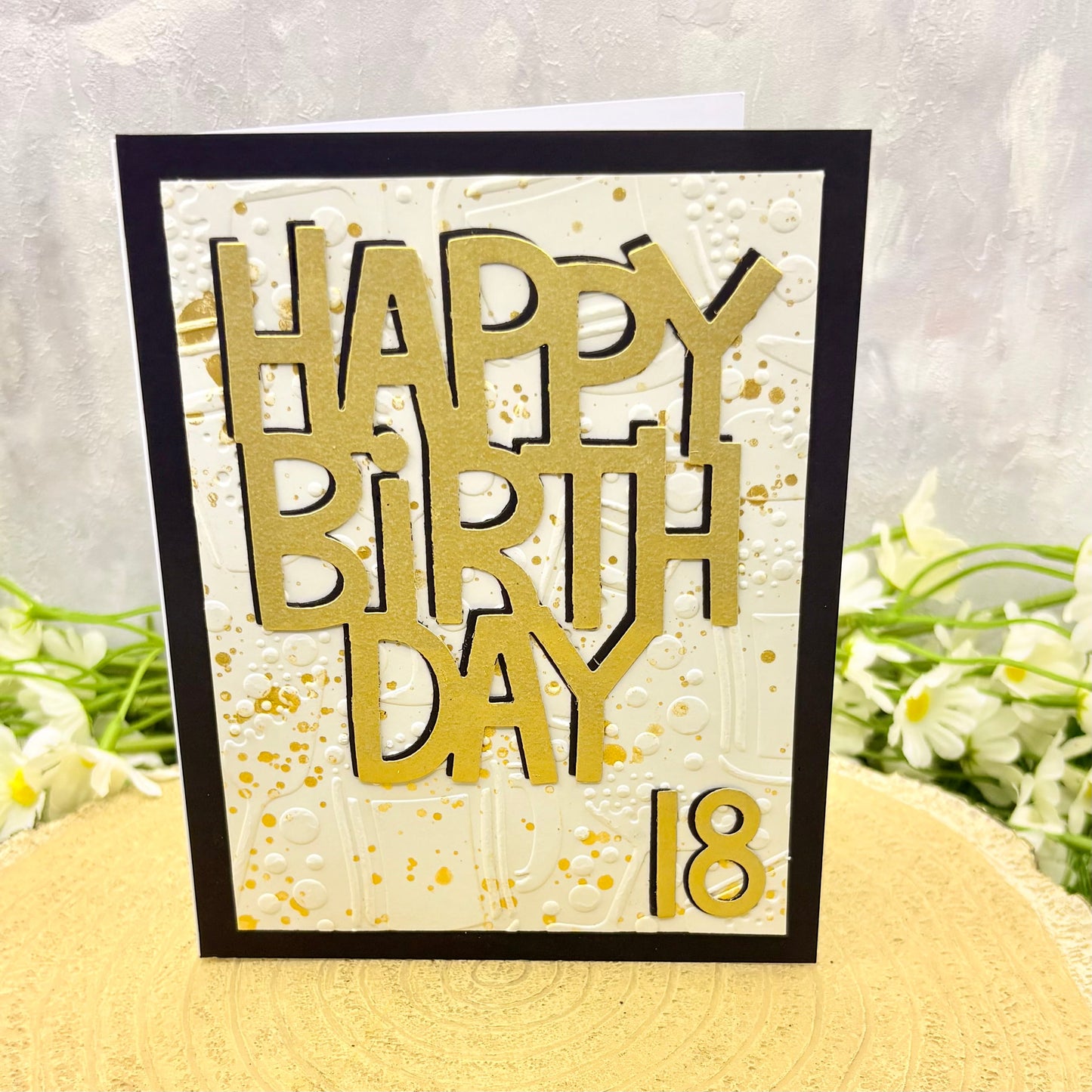 Black, Gold & White Handmade 18th Birthday Card-2