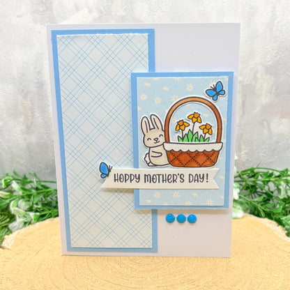 Blue Floral Patterned Handmade Mother's Day Card (3 Designs to Choose From)