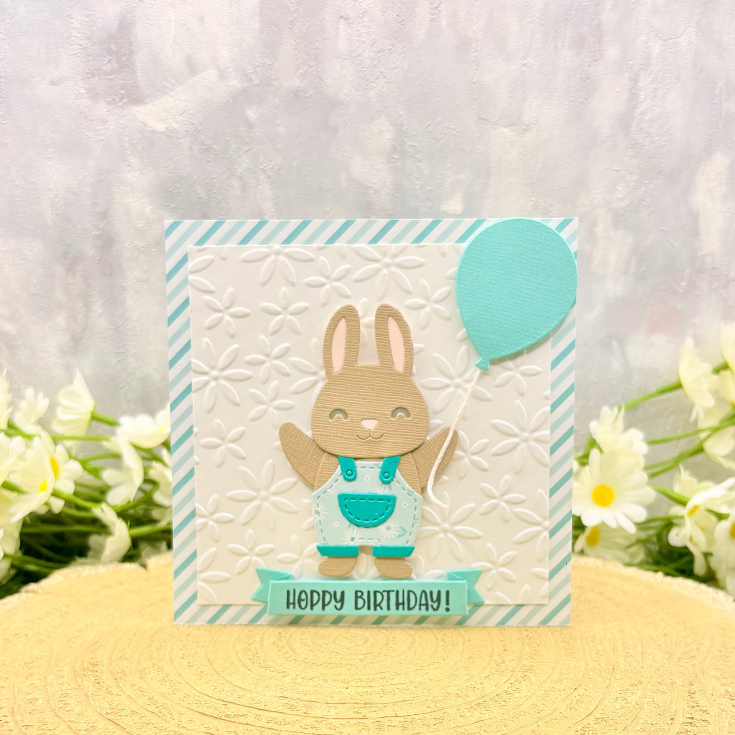 Blue Bunny Handmade Birthday Card