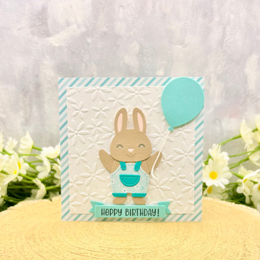 Blue Bunny Handmade Birthday Card