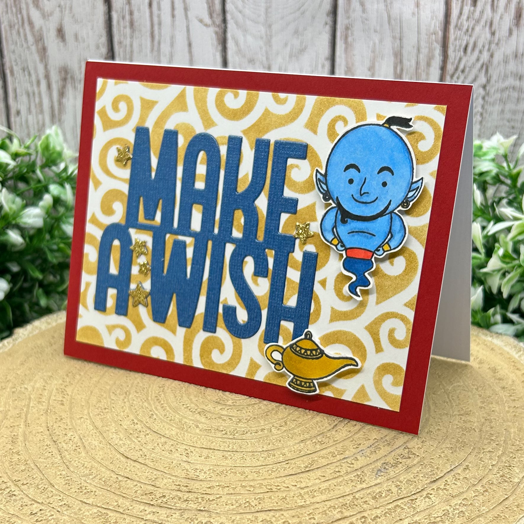 Blue Genie Make A Wish Handmade Character Birthday Card-1