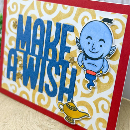 Blue Genie Make A Wish Handmade Character Birthday Card-2