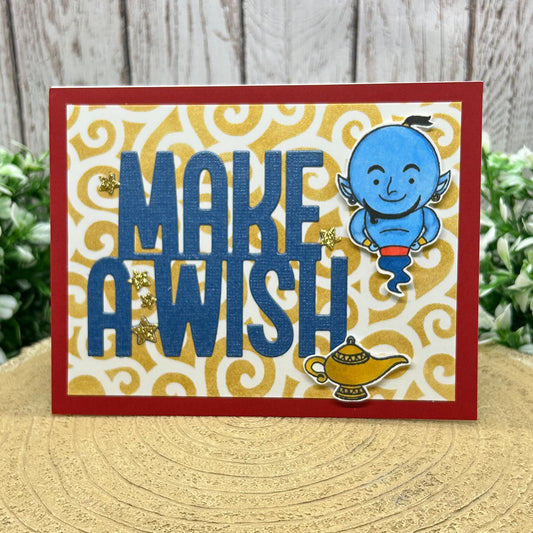 Blue Genie Make A Wish Handmade Character Birthday Card
