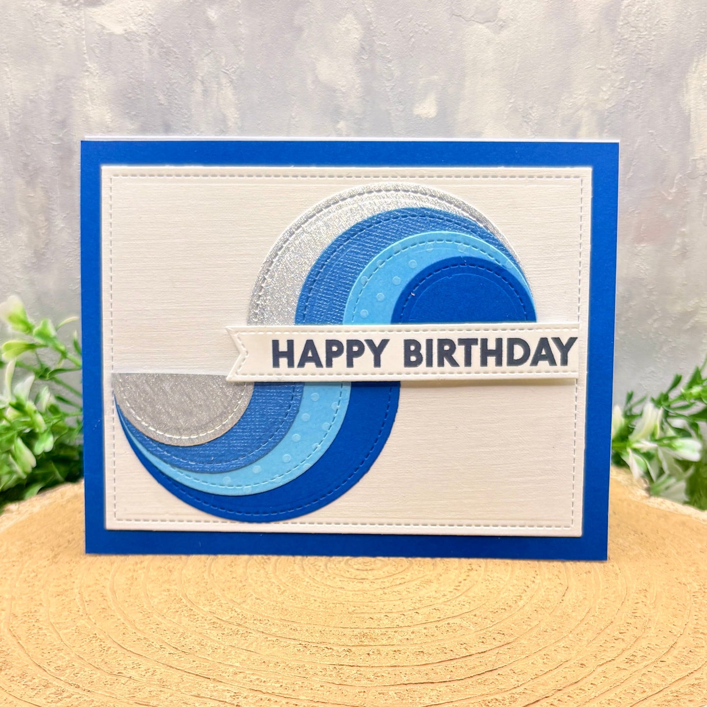 Blue Swirl Handmade Birthday Card