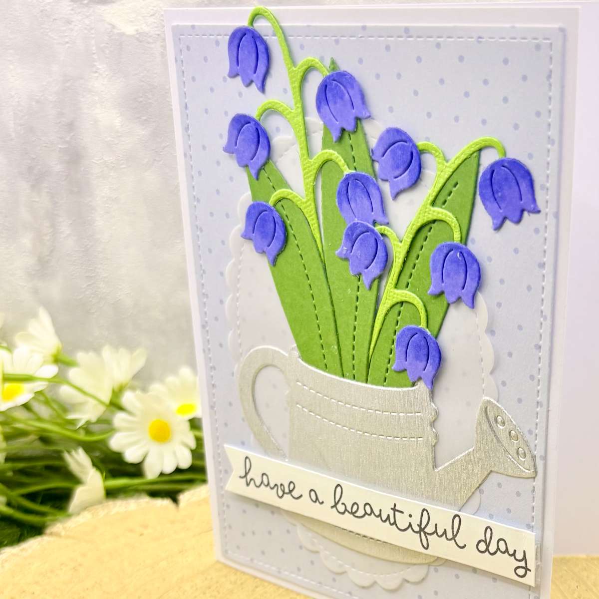 Bluebells In Vase Handmade Birthday Card-2