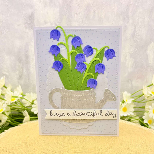 Bluebells In Vase Handmade Birthday Card
