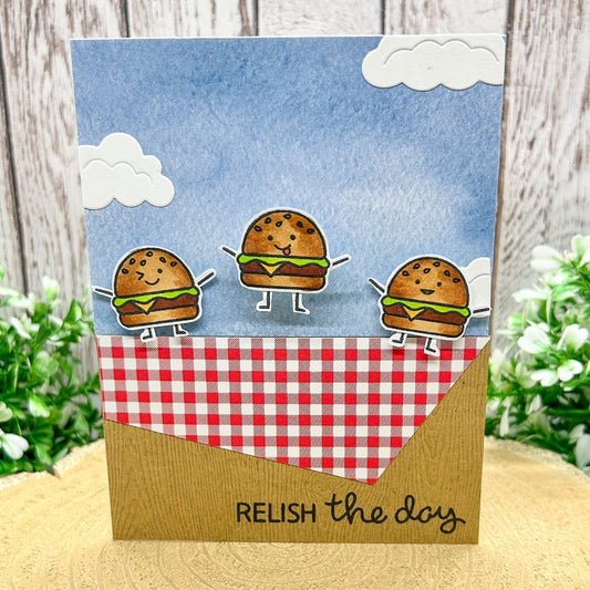Bouncing Burger Relish The Day Handmade Birthday Card